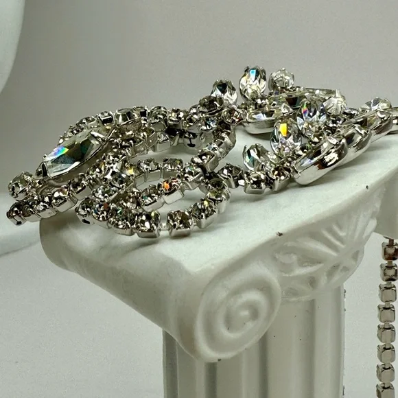 Vintage 3D Rhinestone Crystal Floral Vine Leaf Choker  display picture 1